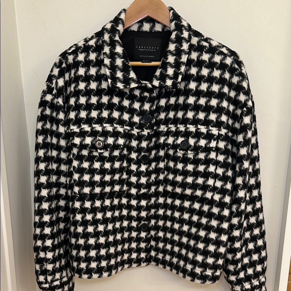 Sanctuary Houndstooth Black and White Jacket Large